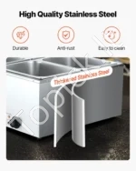 Komercinis maisto šildytuvas (bain marie) su dangčiu, 4 x 1/2 dydžio indais, 71 x 57 x 28 cm - Image 4