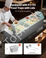 Komercinis maisto šildytuvas (bain marie) su stikliniu dangčiu, 6 x 1/3 dydžio indais, 118 x 36 x 38 cm - Image 3