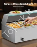 Komercinis maisto šildytuvas (bain marie) su stikliniu dangčiu, 6 x 1/3 dydžio indais, 118 x 36 x 38 cm - Image 4