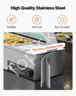 Komercinis maisto šildytuvas (bain marie) su stikliniu dangčiu, 6 x 1/3 dydžio indais, 118 x 36 x 38 cm - Image 5