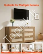 Komodă su 6 stalčų iš rotango medinė rūbų spintelė svetainei ir miegamajam 144,5 x 45 x 79,5 cm - Image 7