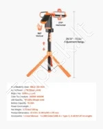 LED darbo lempa su stovu, 2200 lm, 13.2Ah (su 3 lempų galvutėmis) - Image 7