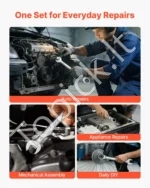 Lanksčių raktų rinkinys 30 dalių su terkšle, coliniai ir metriniai raktai automobilių remontui bei dirbtuvėms - Image 6