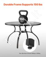 Lauko valgomasis stalas 1200 x 725 mm (apvalus metalinis, su anga skėčiui) - Image 4
