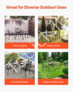 Lauko valgomasis stalas 1200 x 725 mm (apvalus metalinis, su anga skėčiui) - Image 6
