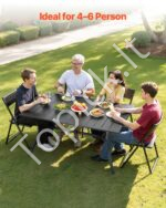 Lauko valgomasis stalas 1500 x 960 x 725 mm (stačiakampis metalinis, su anga skėčiui) - Image 2