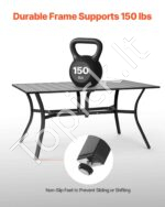 Lauko valgomasis stalas 1500 x 960 x 725 mm (stačiakampis metalinis, su anga skėčiui) - Image 4