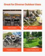 Lauko valgomasis stalas 1500 x 960 x 725 mm (stačiakampis metalinis, su anga skėčiui) - Image 6