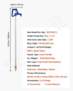 Lauko vandens kolonėlė 1280 mm – atsparus šalčiui kiemo čiaupas su 61 cm įkasimo gyliu - Image 7