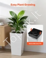 Lauko vazonai gėlėms 2 vnt. dideli plastikiniai vazonai augalams su ratukais 550 mm x 300 mm x 300 mm - Image 5