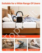 Lovos turėklas senjorams ir pacientams (reguliuojamo aukščio, su šonine rankena ir PU apdaila) - Image 6