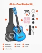 Medinė Klasikinė Gitara 780 mm Pradedančiųjų Rinkinys, Mėlyna - Image 7