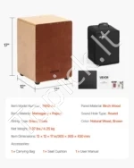 Medinis perkusinis cajon būgnelis 305 x 305 x 430 mm, su vidinėmis būgno spirale (snare) ir kelioniniu krepšiu - Image 7