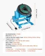 Metalinis suvirinimo pozicionierius 500 kg, sukamasis stalas su greičio valdymu ir kojiniu pedalu - Image 7
