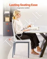 Modernių valgomojo kėdžių rinkinys iš 6 dalių 465 x 405 x 970 mm su baltos spalvos odos apmušalais ir metalinėmis kojelėmis - Image 2