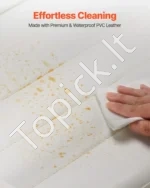 Modernių valgomojo kėdžių rinkinys iš 6 dalių 465 x 405 x 970 mm su baltos spalvos odos apmušalais ir metalinėmis kojelėmis - Image 4