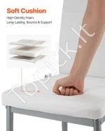 Modernių valgomojo kėdžių rinkinys iš 6 dalių 465 x 405 x 970 mm su baltos spalvos odos apmušalais ir metalinėmis kojelėmis - Image 5