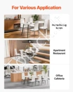 Modernių valgomojo kėdžių rinkinys iš 6 dalių 465 x 405 x 970 mm su baltos spalvos odos apmušalais ir metalinėmis kojelėmis - Image 7