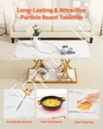 Modernus kavos staliukas su marmuro imitacija ir lentyna svetainei 100 x 50 x 45 cm - Image 5