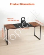 Modernus kompiuterio stolas 160 cm (rudos medžio spalvos ir juodas) - Image 3