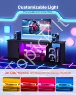Modernus televizoriaus staliukas / pramogų centras iki 65 colių televizoriams su stikline lentyna ir LED apšvietimu (juodas) - Image 4