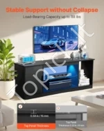Modernus televizoriaus staliukas / pramogų centras iki 65 colių televizoriams su stikline lentyna ir LED apšvietimu (juodas) - Image 5