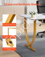 Modernus vadovo rašomasis stolas 160 cm x 80 cm (baltas marmuras su aukso spalvos kojomis) - Image 6