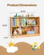 Montessori vaikiška bokhylle ir žaislų organizatorius 870 mm, 90 x 30 x 60 cm - Image 2