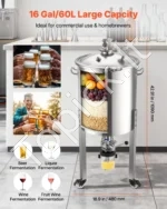 Nerūdijančio plieno koninis fermentatorius (60 L / 16 galonų) alaus ir vyno gamybai - Image 5