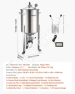 Nerūdijančio plieno koninis fermentatorius (60 L / 16 galonų) alaus ir vyno gamybai - Image 7