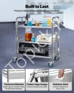 Nerūdijančio plieno vežimėlis 3 pakopų medicininis staliukas su ratukais 615 x 410 x 870 mm - Image 2