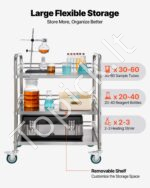 Nerūdijančio plieno vežimėlis 3 pakopų medicininis staliukas su ratukais 615 x 410 x 870 mm - Image 5