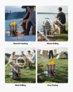 Nešiojama malkinė raketa-krosnelė (camping rocket stove) su dvigubomis durelėmis, 7,31 kg - Image 3