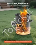 Nešiojama malkinė raketa-krosnelė (camping rocket stove) su dvigubomis durelėmis, 7,31 kg - Image 5