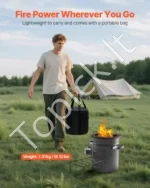 Nešiojama malkinė raketa-krosnelė (camping rocket stove) su dvigubomis durelėmis, 7,31 kg - Image 7