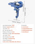 Nešiojamas Ketus Spaustuvas (Darbo Stalo Spaustuvas) 76,2 mm su 360° Pasukamu Pagrindu - Image 7