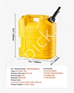 Nešiojamas degalų bakas 19 l (5 gal) su piltuvu, geltonas - Image 7