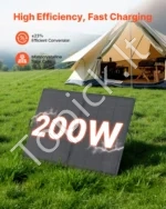 Nešiojamas saulės panelis 200 W, sulankstomas monokristalinis saulės kroviklis su 30 A valdikliu - Image 2