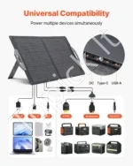 Sulankstomas saulės modulis 100 W, nešiojamas saulės įkroviklis, 24 % efektyvumas - Image 3