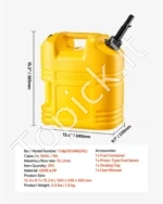 Nešiojami degalų bakai 19 l (5 gal) su piltuvu ir aiškia skale 2 vnt., geltoni - Image 7