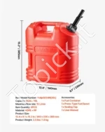 Nešiojami degalų bakai 19 l (5 gal) su piltuvu ir aiškia skale 4 vnt., raudoni - Image 6