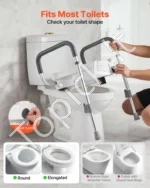 Paaukštinta tualeto sėdynė su rankenomis, iki 159 kg keliamoji galia, 127 mm pakėlimo aukštis, reguliuojamas plotis - Image 3
