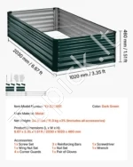 Pakelta sodo lysvė 203 x 102 x 46 cm, cinkuoto metalo daržas daržovėms ir gėlėms sode bei kieme - Image 7