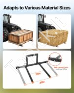 Paletinės šakės traktoriam 680 kg – 128 cm reguliuojamo pločio 3 taškų pakabos šakės - Image 3
