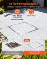 Paslėptas kanalizacijos šulinio dangtis su rėmu 400 x 400 mm, aliuminio lydinio revizinis dangtis kiemui ir vejai - Image 2