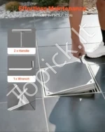 Paslėptas kanalizacijos šulinio dangtis su rėmu 400 x 400 mm, aliuminio lydinio revizinis dangtis kiemui ir vejai - Image 5