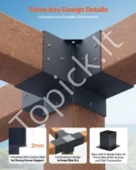 Pergolės kampinių jungčių rinkinys SSA6C4E2, 92 x 92 mm, 21 kg, 12 vnt. - Image 3