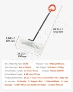 Plastikinis sniego kastuvas – tvirtas 61 cm žiemos sniego valytuvas kiemui ir takams 610 x 115 x 1250 mm - Image 7