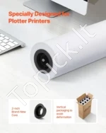 Plotterio popieriaus rulonai 60,9 cm x 45,7 m 80 gsm CAD brėžiniams 8 vnt. - Image 2