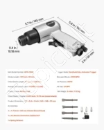 Pneumatinis plaktukas 4500 BPM, 11 CFM su 40 mm eiga ir 4 kaltų rinkiniu - Image 7